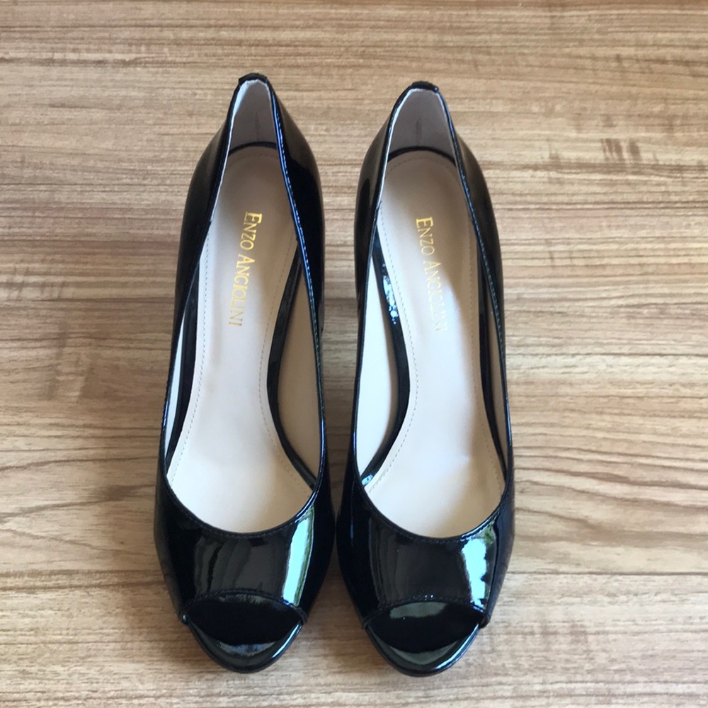 Enzo Angiolini black patent peep toe pumps - Picture 2 of 8